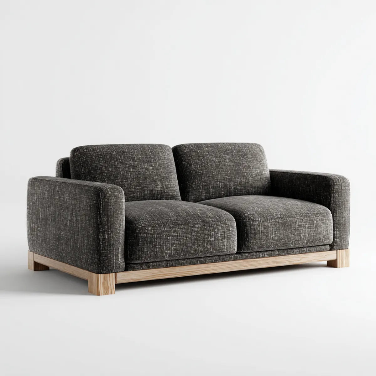 Sofa, 2-fotela Ciemny szary 160 x 90 x 80 cm poliester lite drewno prostokątne