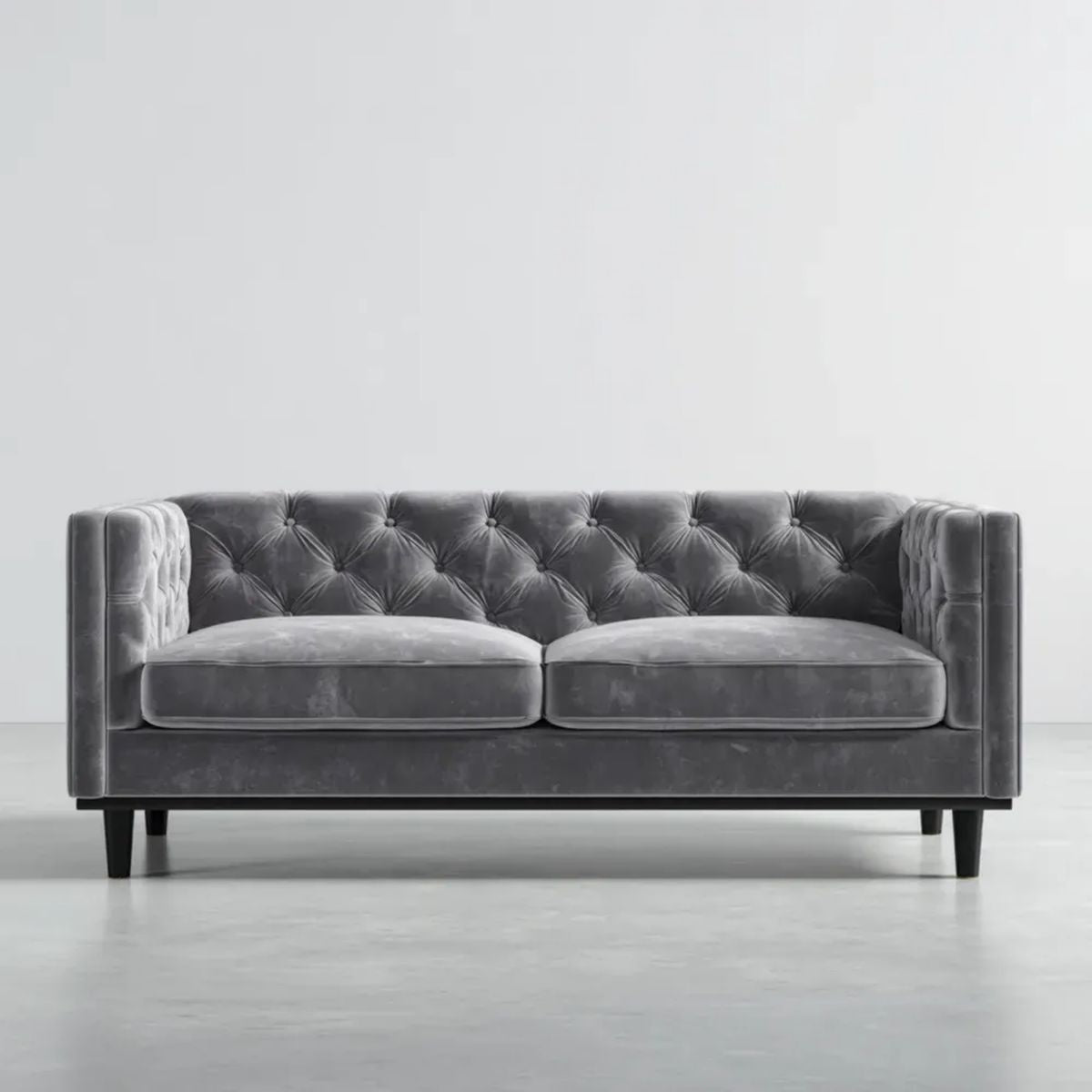 Sofa, 2-osobowa sofa w antracyt szary w kapitowanej wilkołaku, 190 x 86 x 76 cm