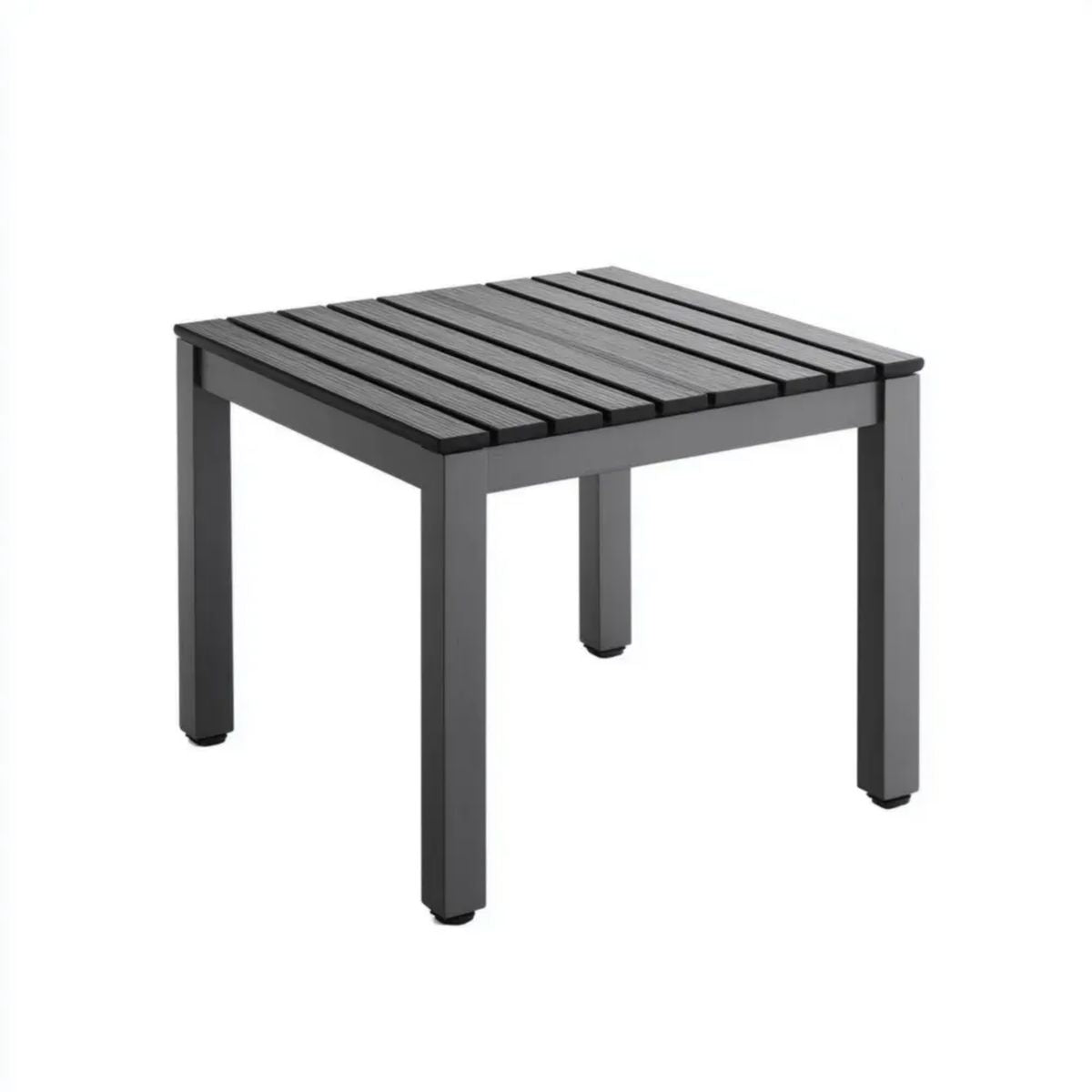 Stolik boczny, Tabela kwadratowa szara aluminiowa i kompozytowa 70 x 70 x 73 cm