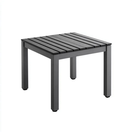 Stolik boczny, Tabela kwadratowa szara aluminiowa i kompozytowa 70 x 70 x 73 cm