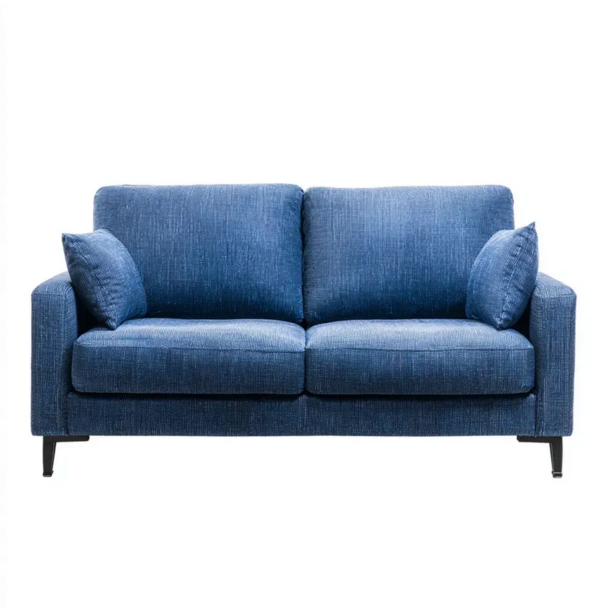 Sofa, 2-osobowa w sofie z niebieskim nadrukiem z metalowych nóżek, 160 x 85 x 85 cm