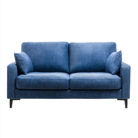 Sofa, 2-osobowa w sofie z niebieskim nadrukiem z metalowych nóżek, 160 x 85 x 85 cm