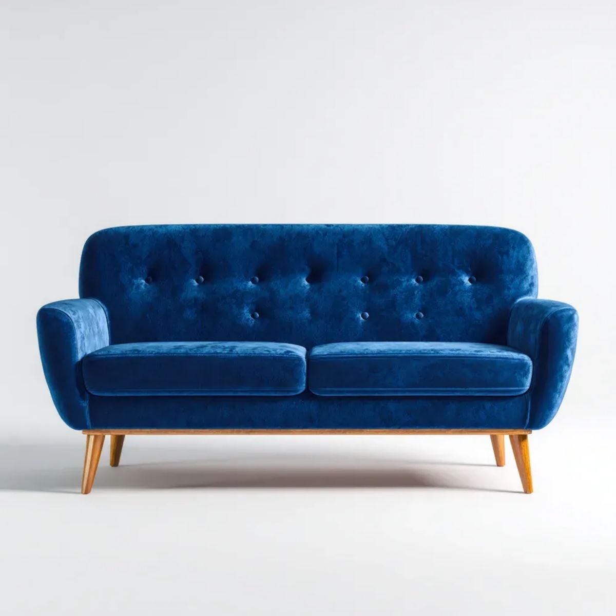 Sofa, 3-osobowa w sofie w sofie w solance w nocy niebieski piankowy z drewnianymi nóżkami, 180 x 82 x 83 cm