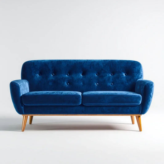 Sofa, 3-osobowa w sofie w sofie w solance w nocy niebieski piankowy z drewnianymi nóżkami, 180 x 82 x 83 cm