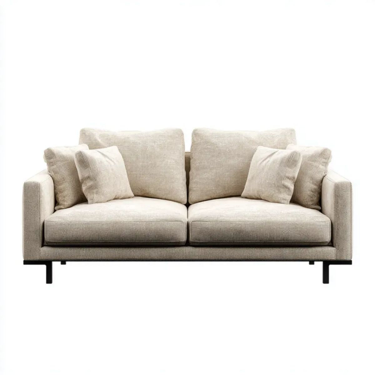 Sofa, Podwójna sofa w poliestrze z czarnym metalowym nóżkiem, 180 × 90 × 85 cm