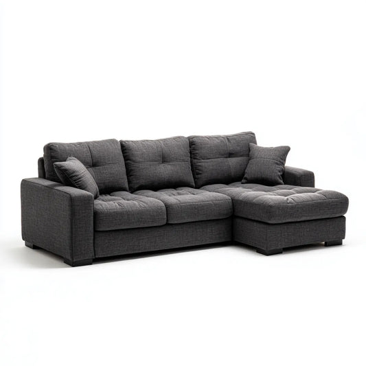 Sofa, Kanapa narożna z odblaskowym ciemny szary 240 x 160 x 85 cm pianka poliestrowa prostokątna