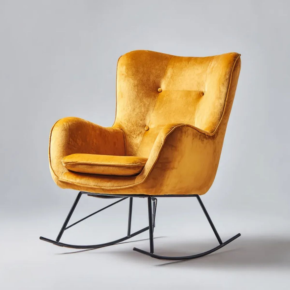 Fotel bujany, Dorośli musztarda rocker fotel w poliestrze Belivelvet i Belisteel, 70 x 92 x 102 cm