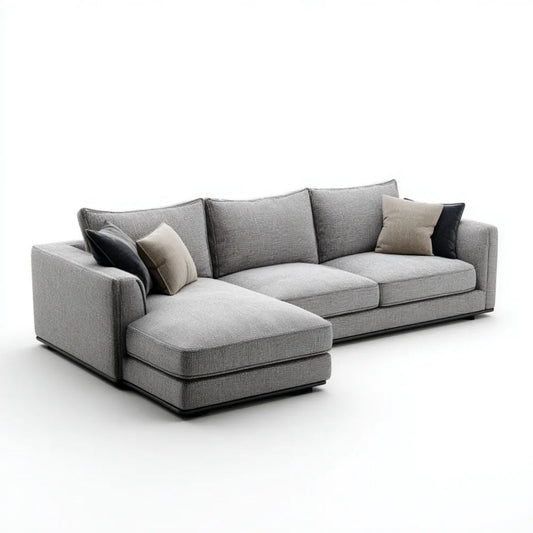 Sofa, Lewy narożnik 4 szary poliester tkanina, 280 x 165 x 85 cm