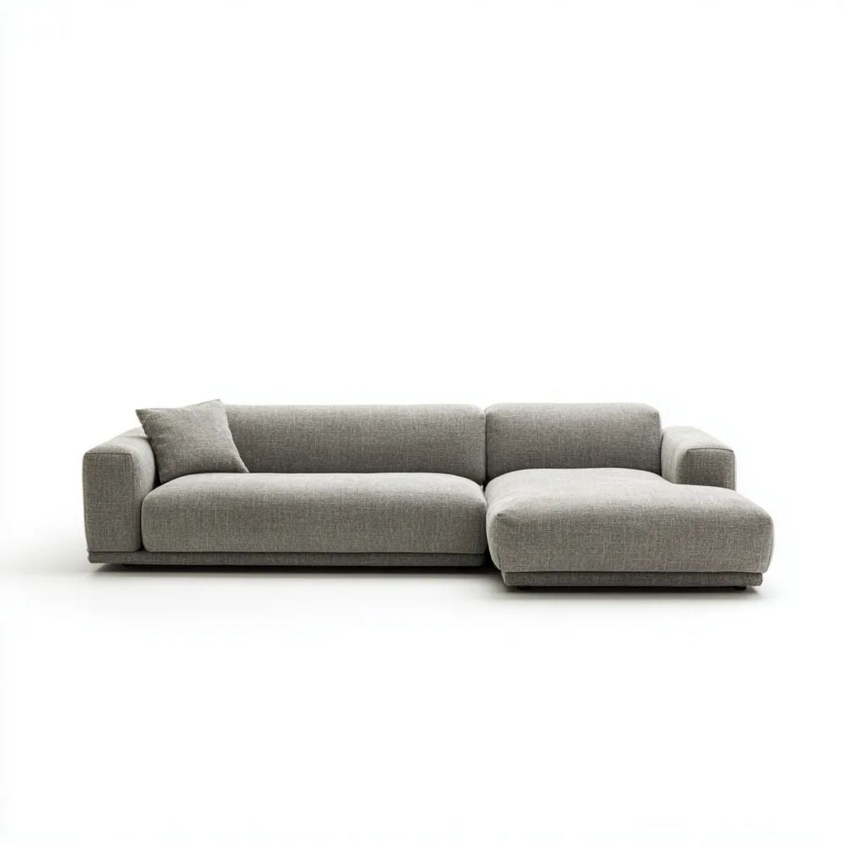 Sofa, 3-osobowa sofa z szezlongiem fizjologicznym szary poliester porcelana, 280 x 160 x 68 cm