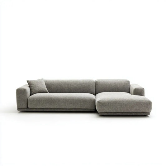 Sofa, 3-osobowa sofa z szezlongiem fizjologicznym szary poliester porcelana, 280 x 160 x 68 cm