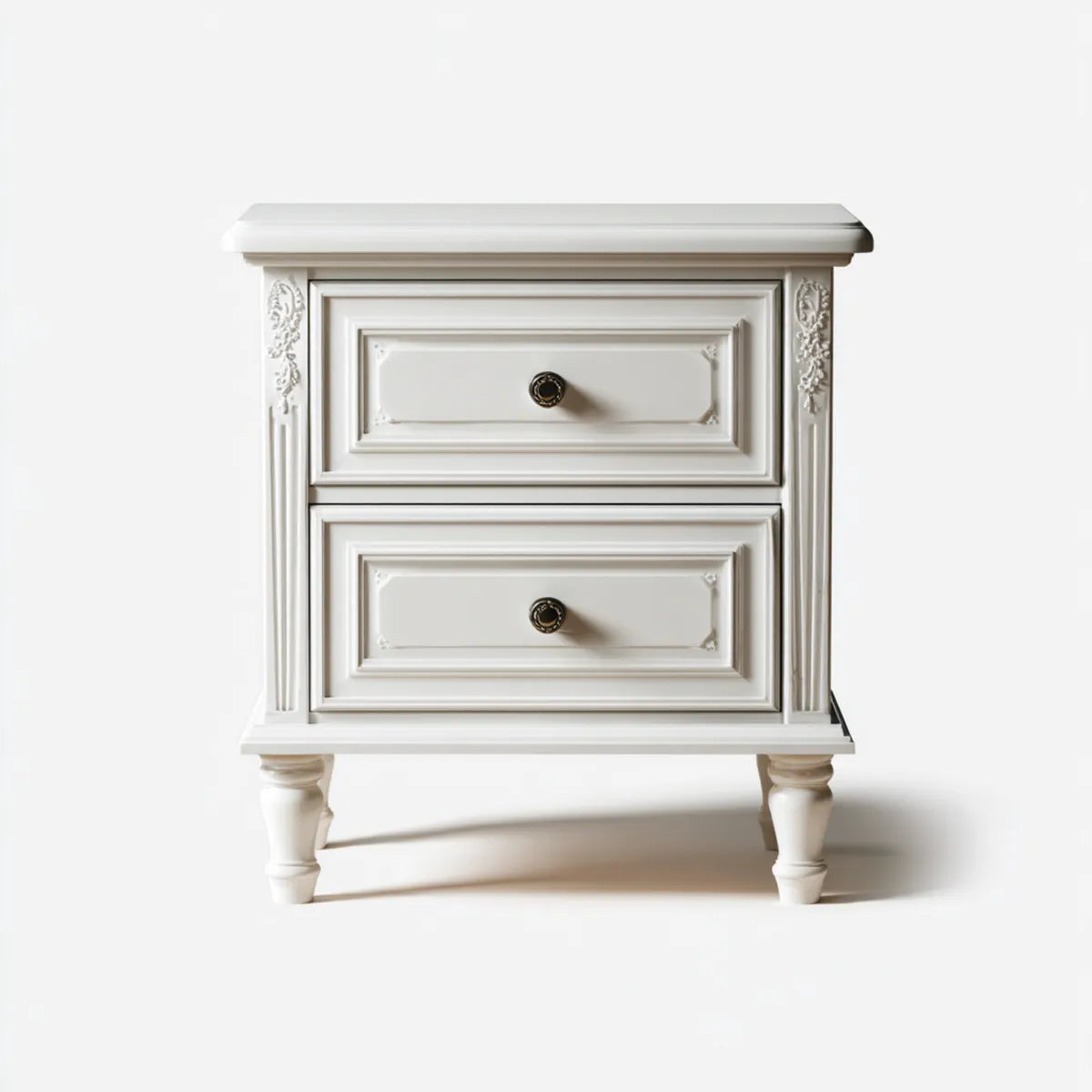 Szafka nocna, Stół z 2 szufladami biały 60 x 40 x 65 cm w prostokątnym MDF
