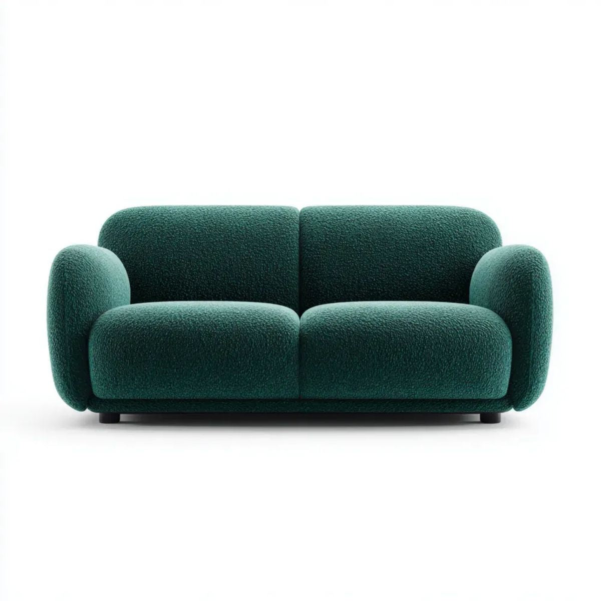 Sofa, 2-osobowa sofa ciemnozielony poliester klamra 170 x 85 x 78 cm, zaokrąglony kształt