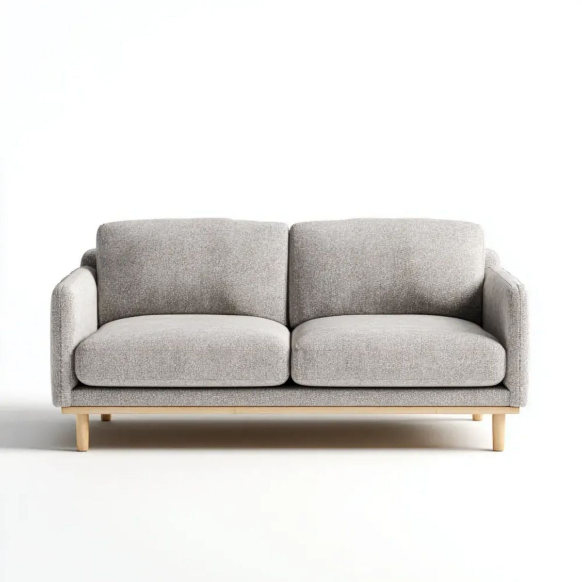 Sofa, 2 kwadraty kwadratowe prostopadłe sofa w kolorze niebiesko-szarym tkanina z drewnianymi nóżkami, 150 x 85 x 82 cm
