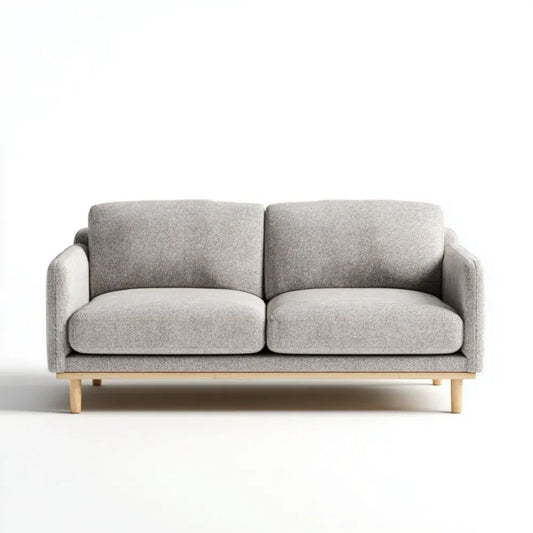 Sofa, 2 kwadraty kwadratowe prostopadłe sofa w kolorze niebiesko-szarym tkanina z drewnianymi nóżkami, 150 x 85 x 82 cm