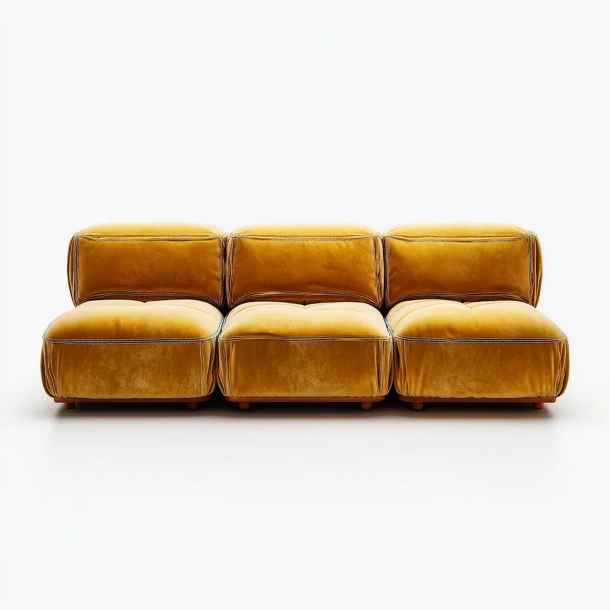 Sofa, Meble do siedzenia w sofie modułowej w meblariuszu żółtym poliestrze, 270 x 95 x 78 cm