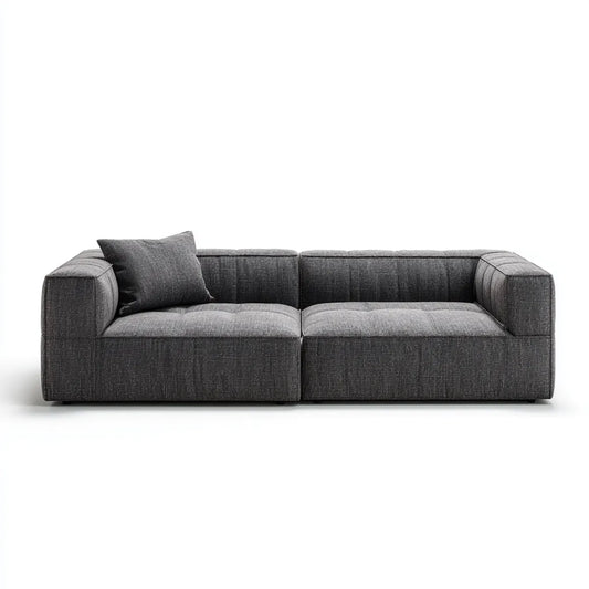Sofa, 2-fotelik modułowa sofa Ciemny szary 220 x 100 x 78 cm poliester Prosty kształt