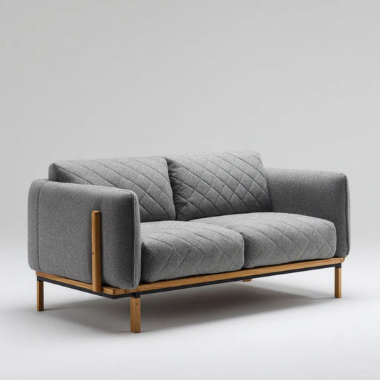 Sofa, 2-osobowa fotelik sofa w wyściełanym poliestrze z drewnianą konstrukcją 160 x 85 x 82 cm