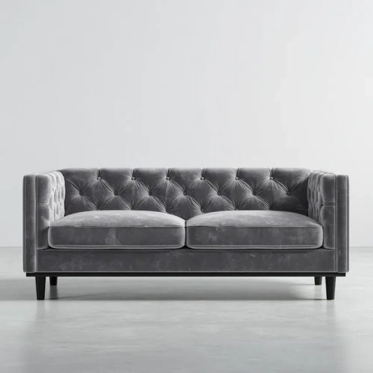 Sofa, 2-osobowa sofa w antracyt szary w kapitowanej wilkołaku, 190 x 86 x 76 cm