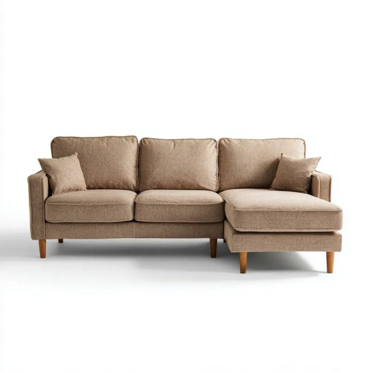 Sofa, 3-osobowa poliestrowy sofa z szezlongiem w prawo 250 x 160 x 85 cm