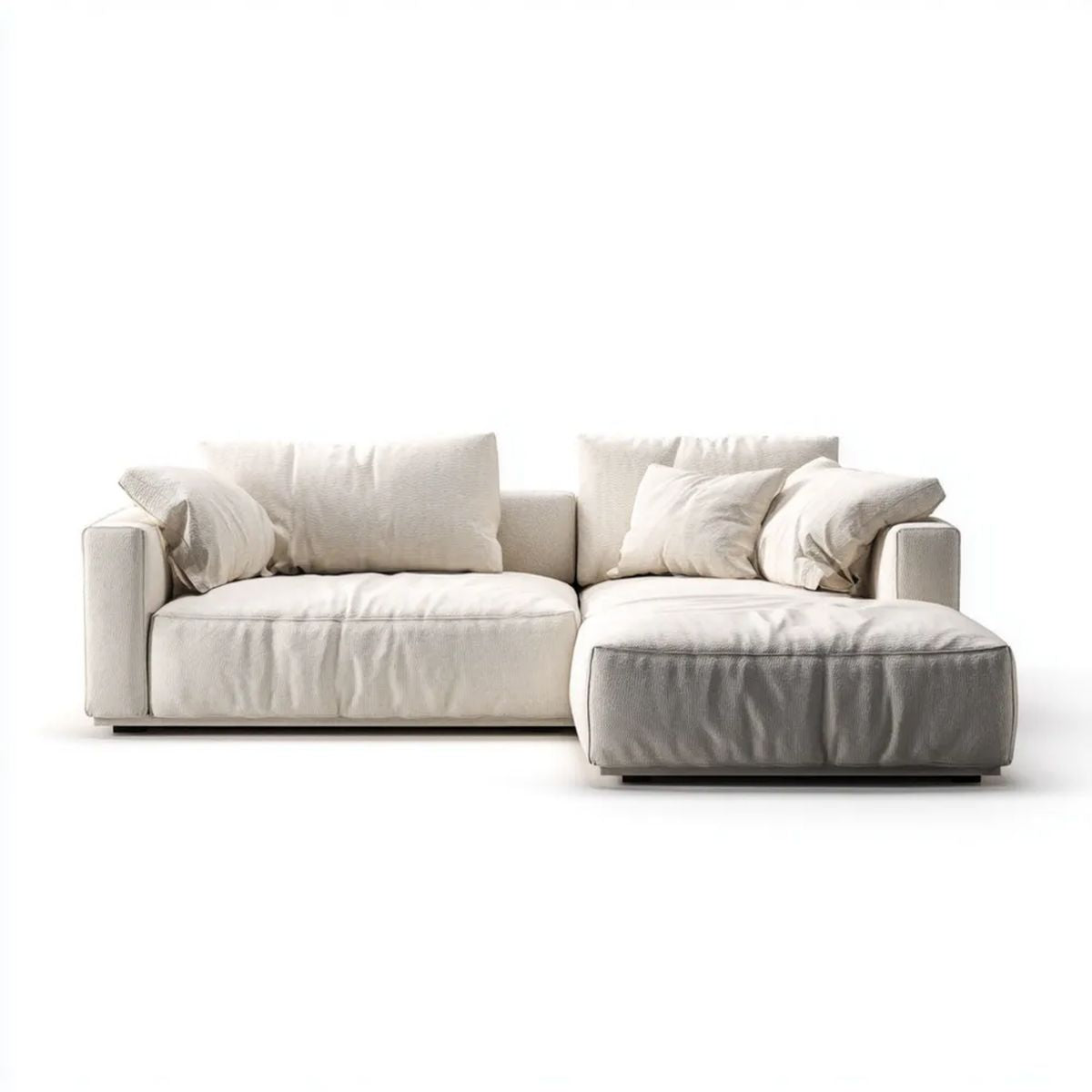 Sofa, 4-osobowa poliestrowy beżowy sofa z szezlongiem 280 x 170 x 85 cm