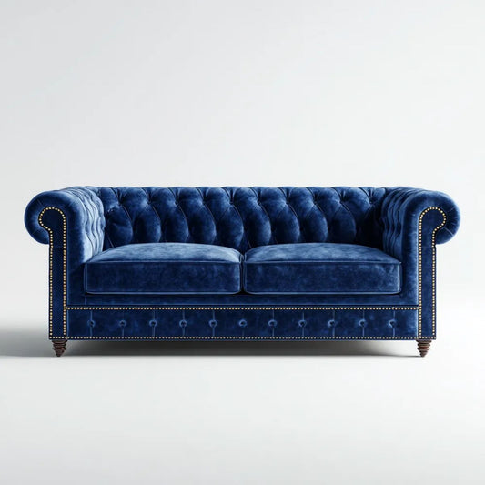 Sofa, Chesterfield 2 Bethleseater Navy Niebieski poliester Bethlevelvet Bethlesoft sofa, 180 x 90 x 75 cm