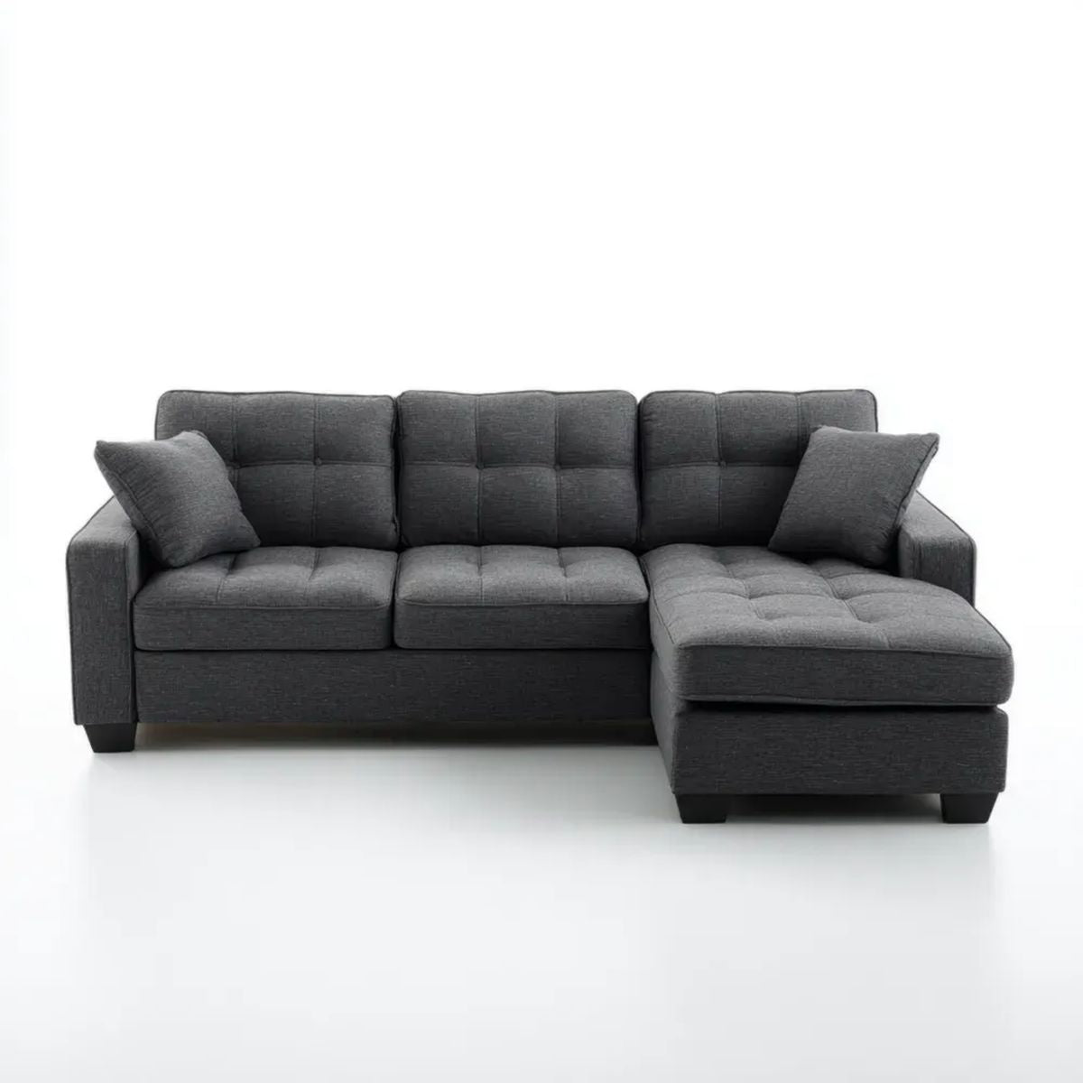 Sofa, 4-osobowa w kolorze prostym narożnik sofa w poliestrze szary antracyt 250 x 160 x 88 cm