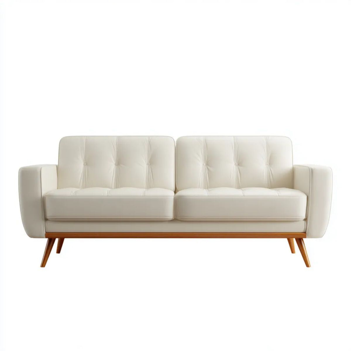 Sofa, Meble do siedzenia z kremem do włosów sofa ze skóry syntetycznej PU 190 x 85 x 85 cm z drewnianymi nóżkami